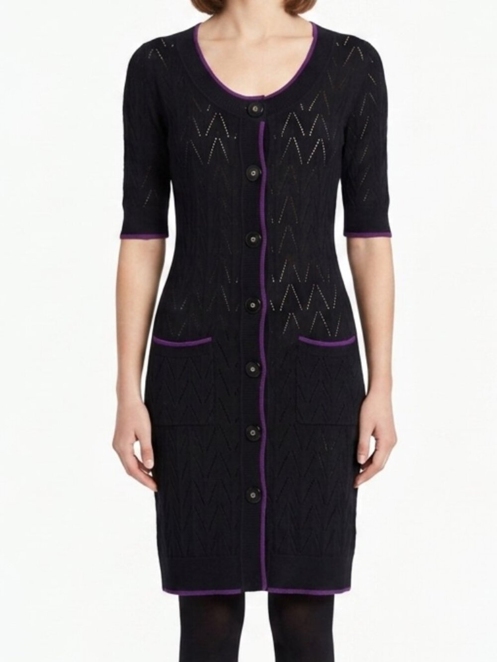 Mac & Jac Short Sleeve Long Line Cotton Lacy Cardigan- Sz. Sm